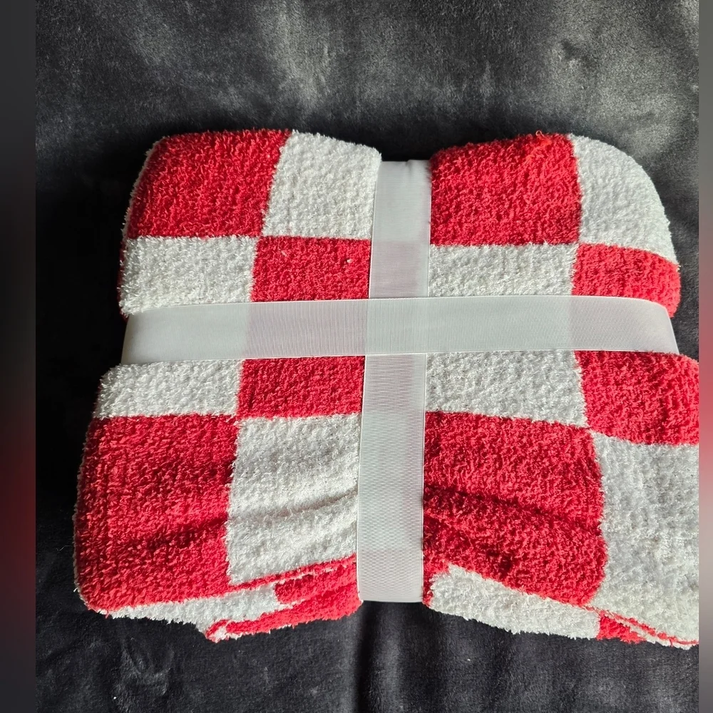 New Red & White Christmas Checkerboard Throw Blanket 60 × 50